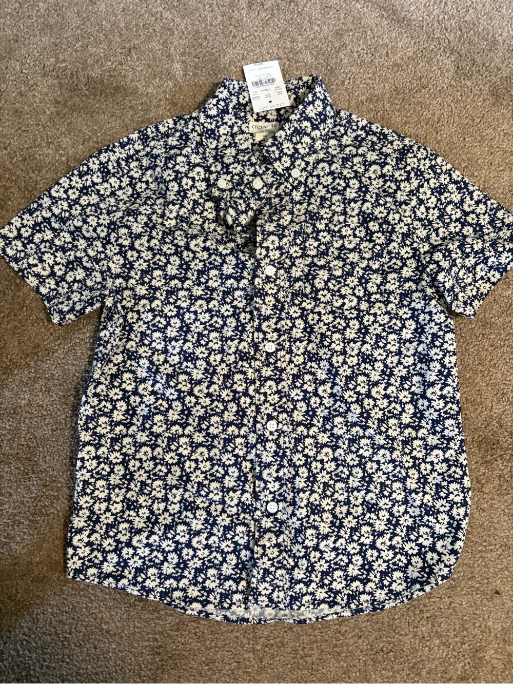 Crewcuts Navy & White Floral Short-Sleeve Button-Down